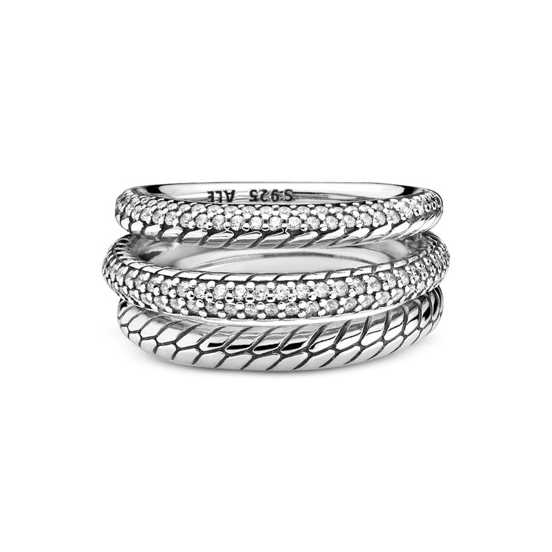 Anel Triplo Em Trama Em Pavé [ENCOMENDA]