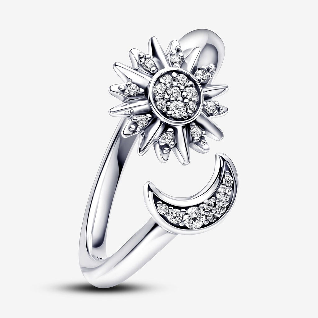 Anel Aberto Sol Brilhante e Lua Crescente [ENCOMENDA]