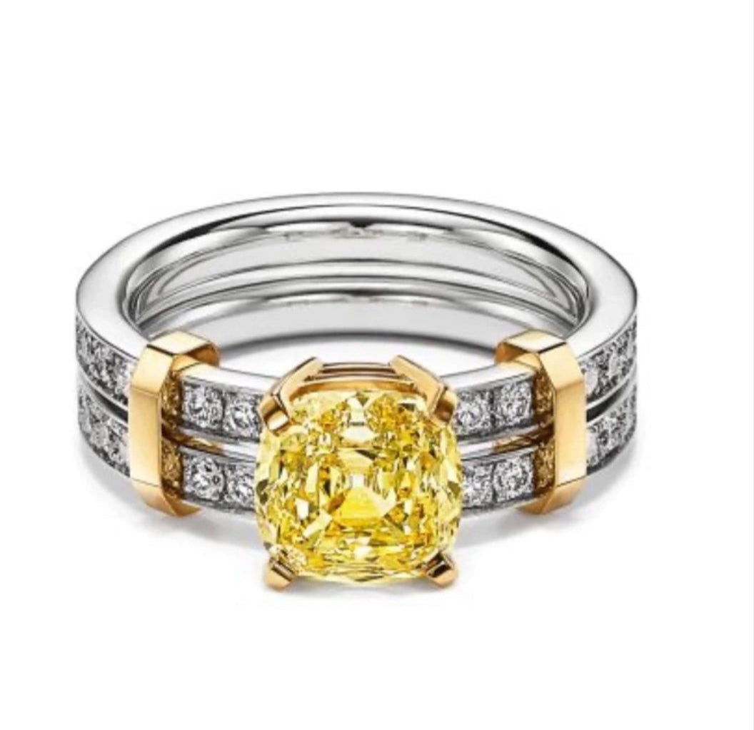 Anel Fileira Duplo Brilho Amarelo [ENCOMENDA]