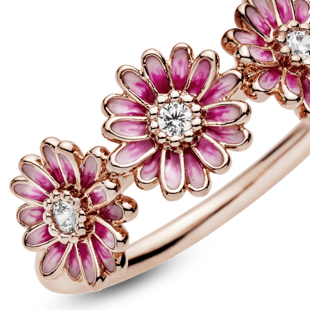 Anel Rose Trio De Margaridas Pink [ENCOMENDA]